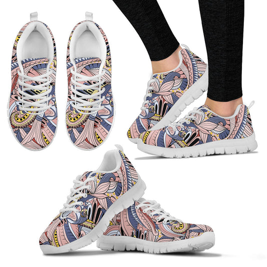 Funky Patterns in Pinks - Women's Sneakers (White)