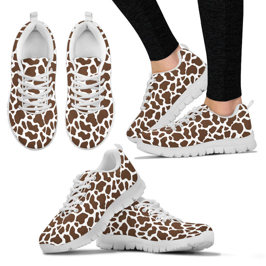 Cow Print Womens Sneakers White