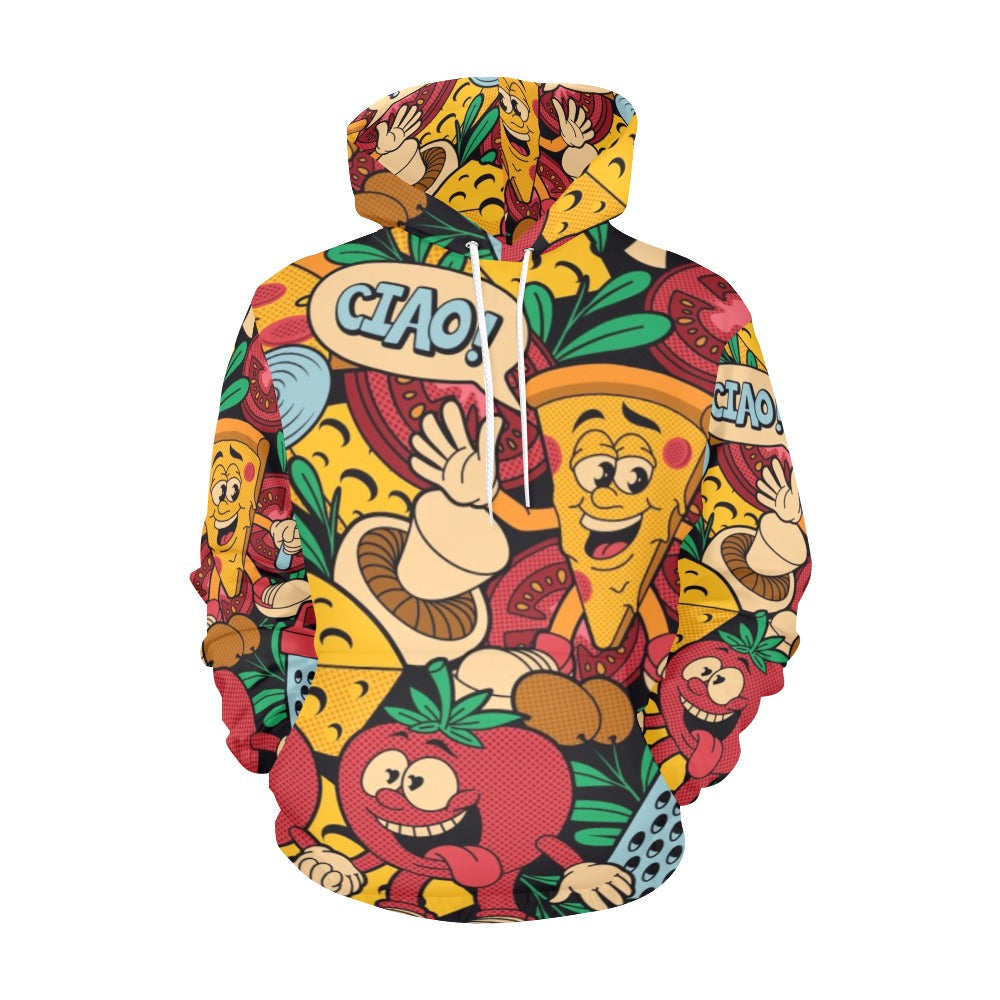 Colorful Pizza Cartoon Style All Over Print Hoodie