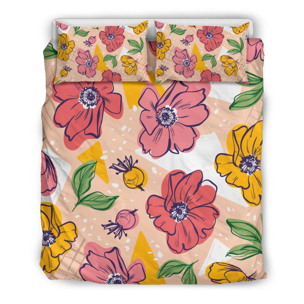 Colourful Flowers, Floral Bedding Set - Top Content | POD Collection | Free Shipping