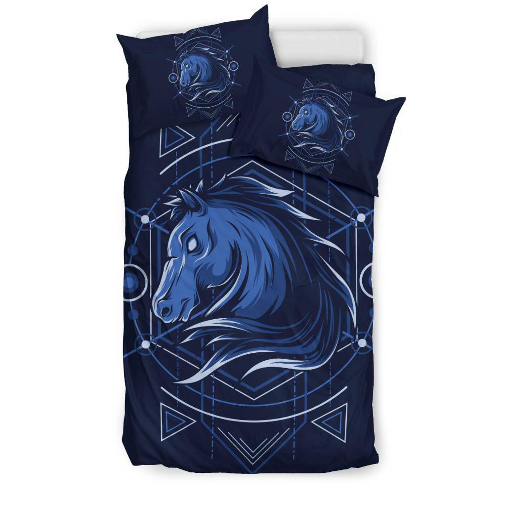 Horse Head Geometry Blue Bedding Set - Top Content | POD Collection | Free Shipping