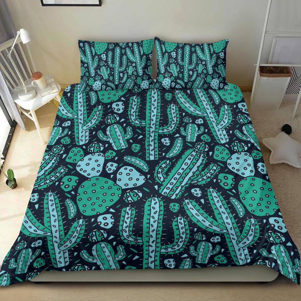 Green Cactus Plants Pattern Bedding Set - Top Content | POD Collection | Free Shipping