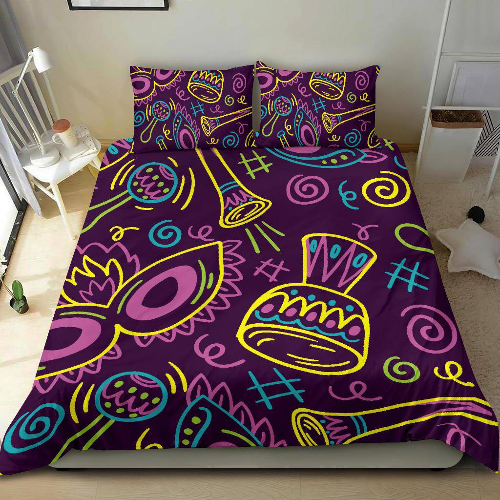 Hand Drawn Brazilian Carnival Pattern Bedding Set - Top Content | POD Collection | Free Shipping