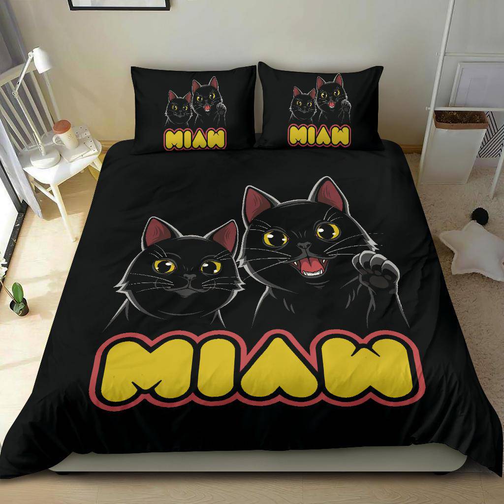 Miaw Cute Black Cats Bedding Set - Top Content | POD Collection | Free Shipping