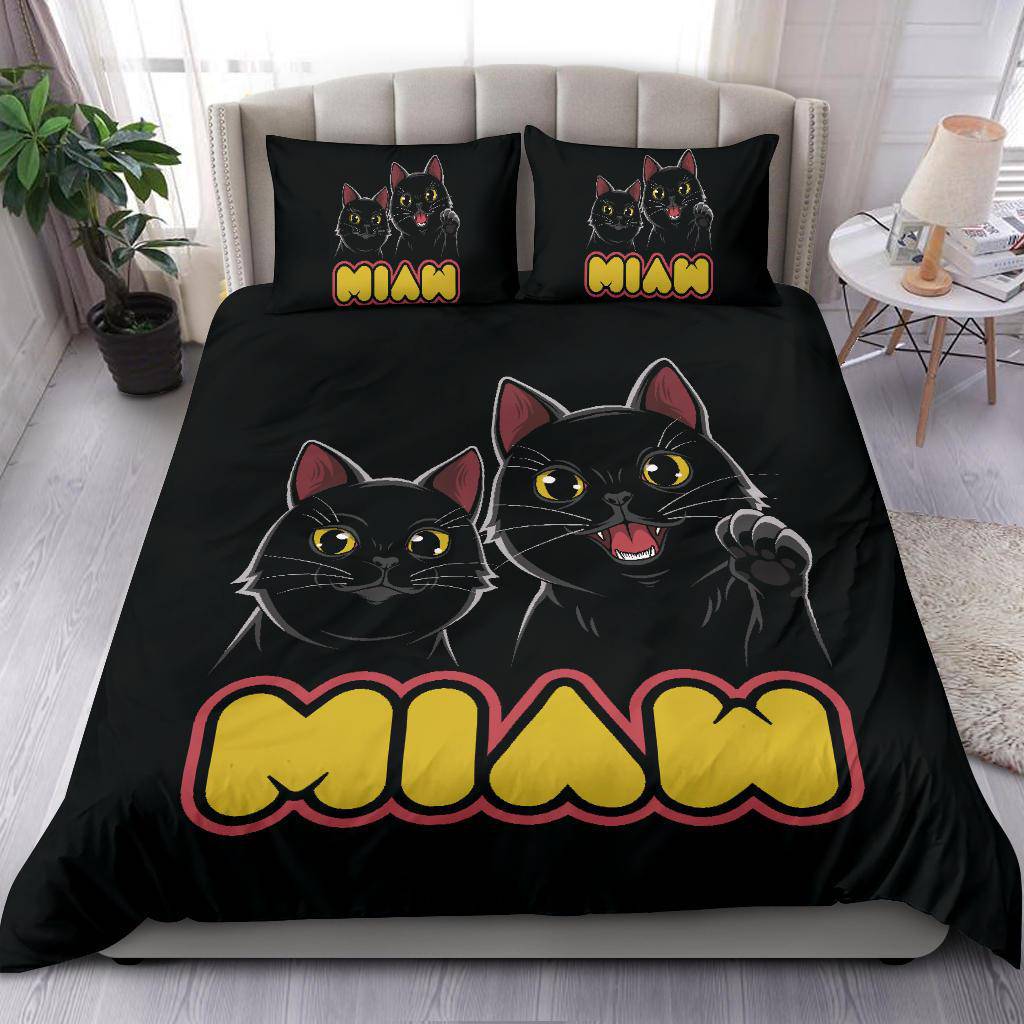 Miaw Cute Black Cats Bedding Set - Top Content | POD Collection | Free Shipping