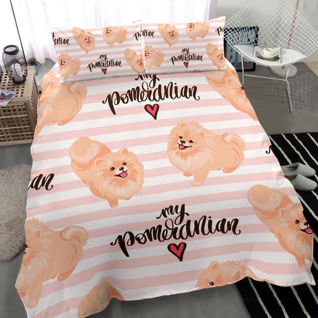 My Pomeranian Spitz Love, Cute Dog Cartoon Bedding Set - Top Content | POD Collection | Free Shipping