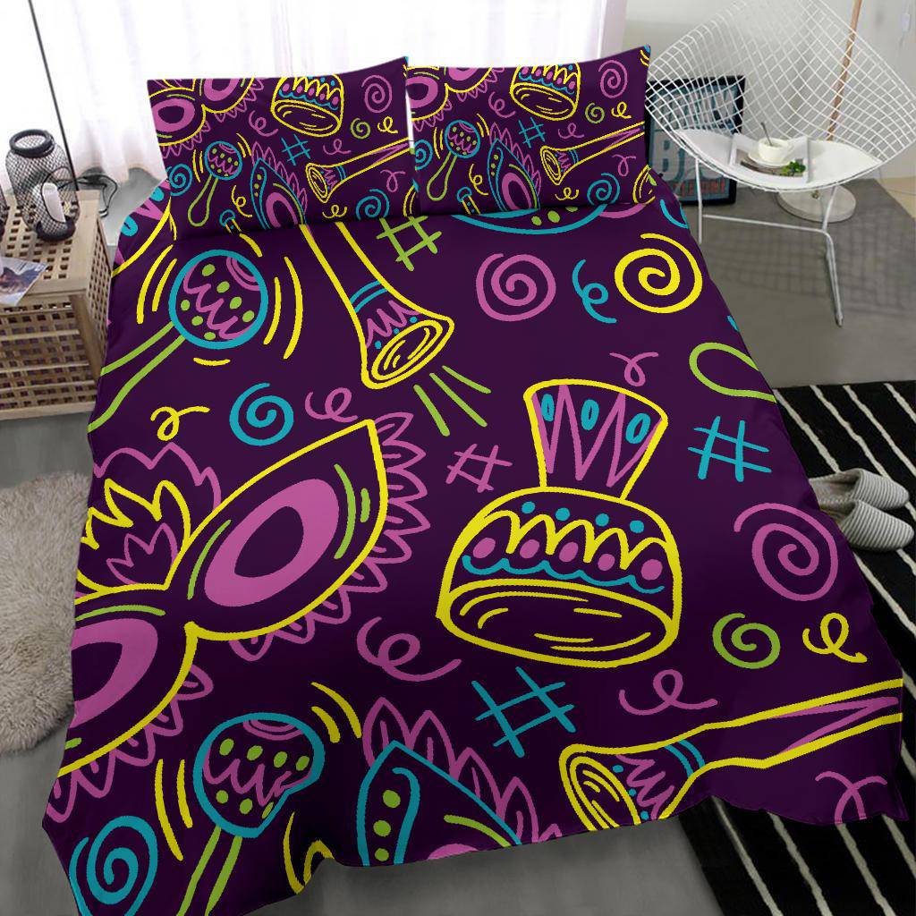 Hand Drawn Brazilian Carnival Pattern Bedding Set - Top Content | POD Collection | Free Shipping