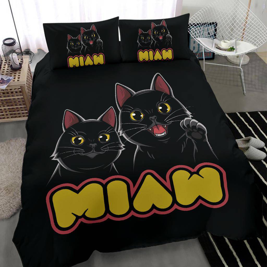 Miaw Cute Black Cats Bedding Set - Top Content | POD Collection | Free Shipping