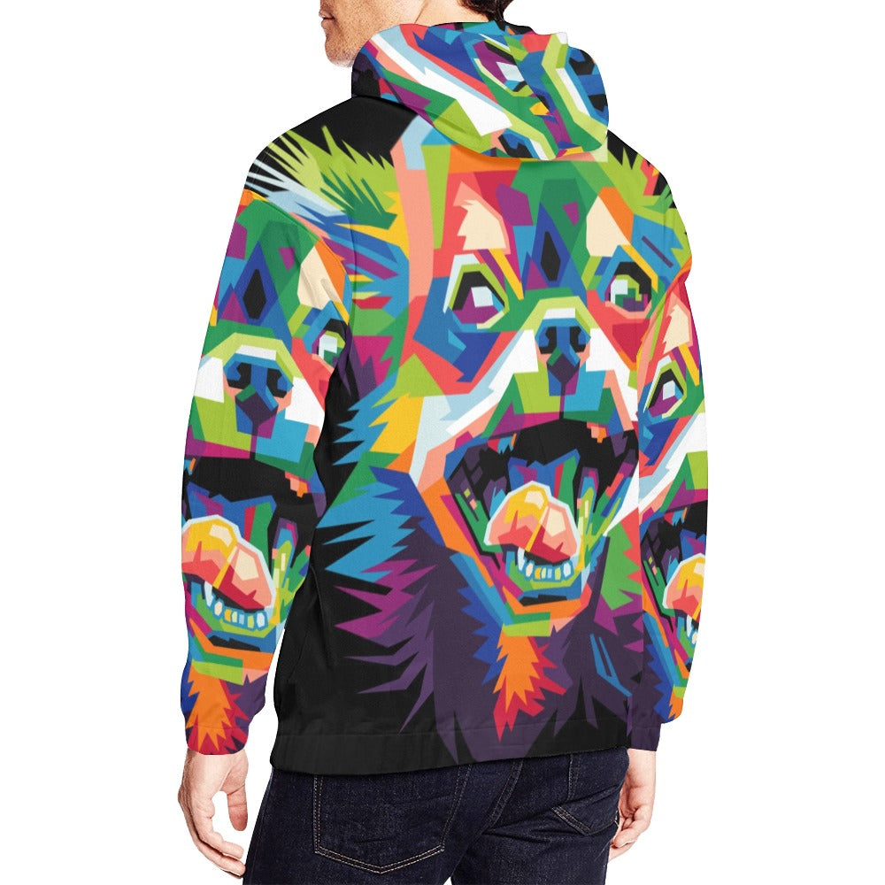 Colorful Dog Head All Over Print Hoodie