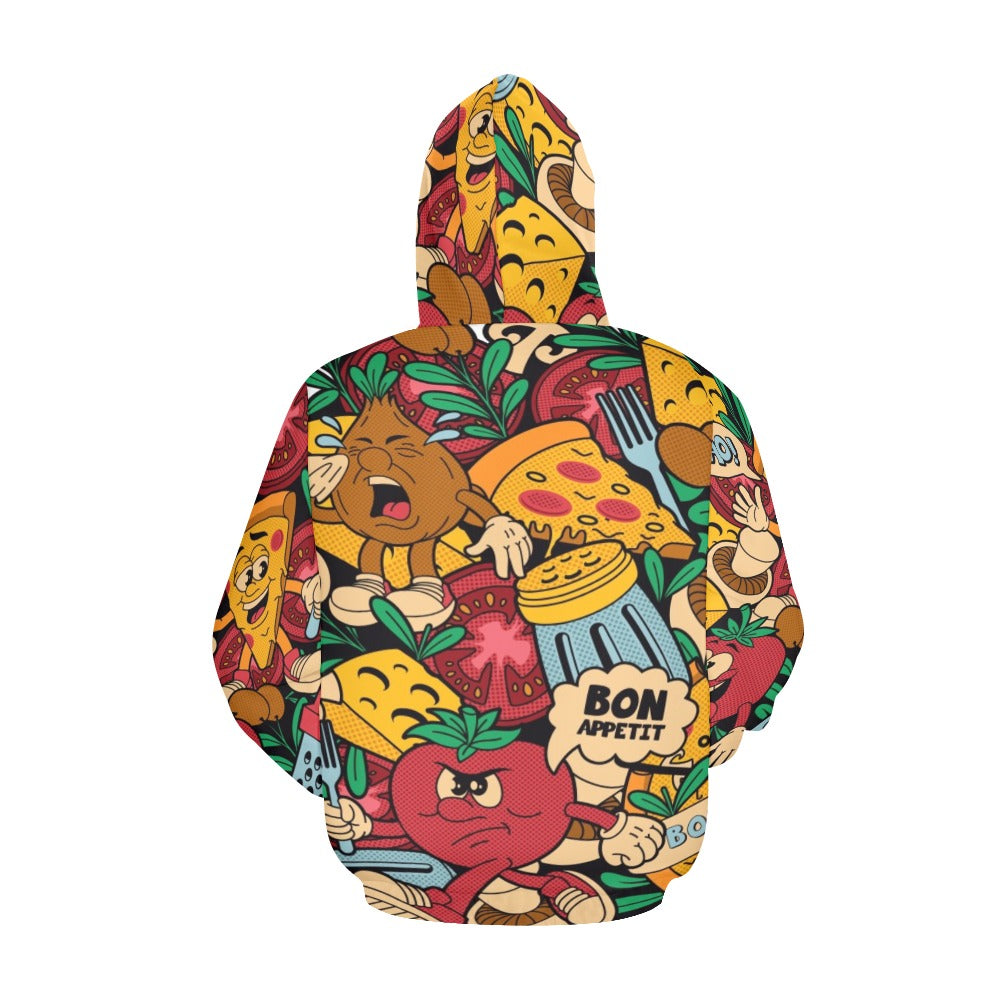 Colorful Pizza Cartoon Style All Over Print Hoodie