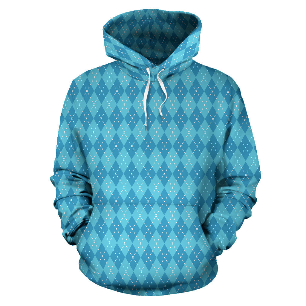 Blue Argyle All Over Hoodie