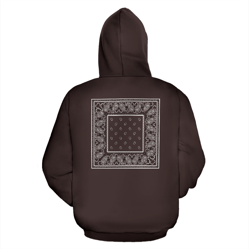 Back Print Coffee Brown Bandana Pullover Hoodie - Top Content | POD Collection | Free Shipping