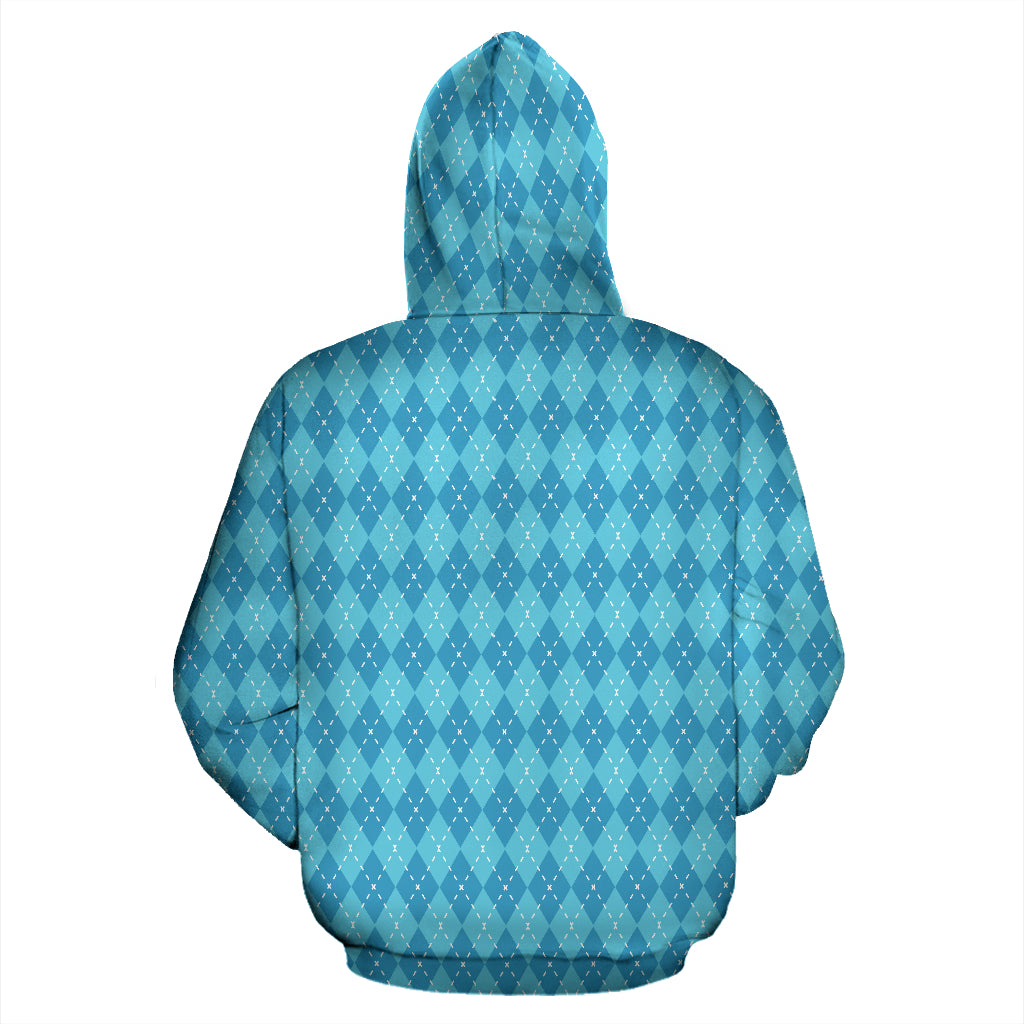 Blue Argyle All Over Hoodie